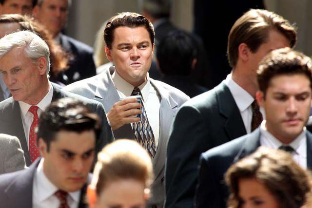 Leonardo DiCaprio filming The Wolf of Wall Street over the weekend